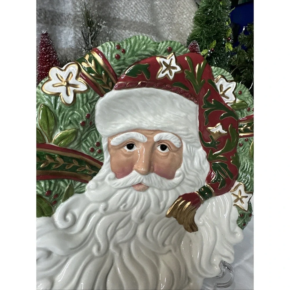 Fitz & Floyd Classics Christmas Tidings Santa Canape Plate 10